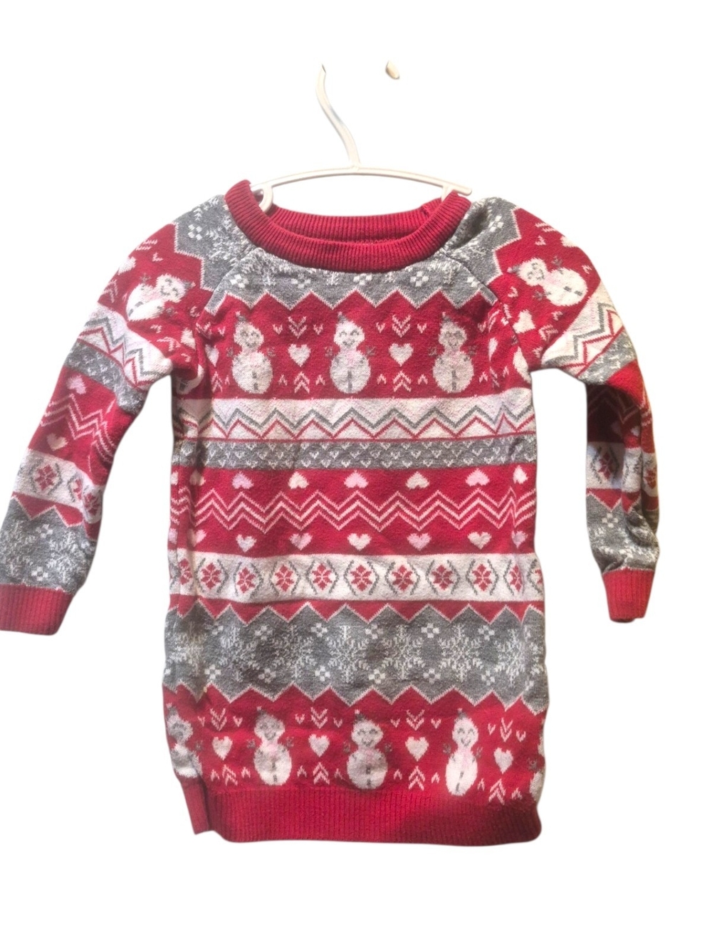 George Red & Gray Snowman Fair Isle Knit Sweater Dress